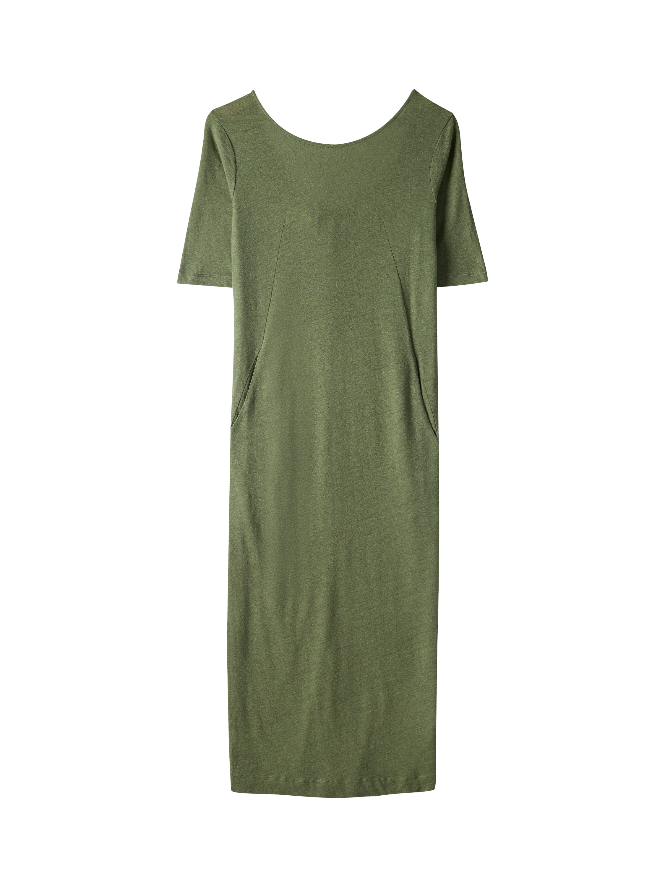 Product image 3 of 7, which shows Celtic & Co. Button Back Linen Blend Dress, Khaki, 8