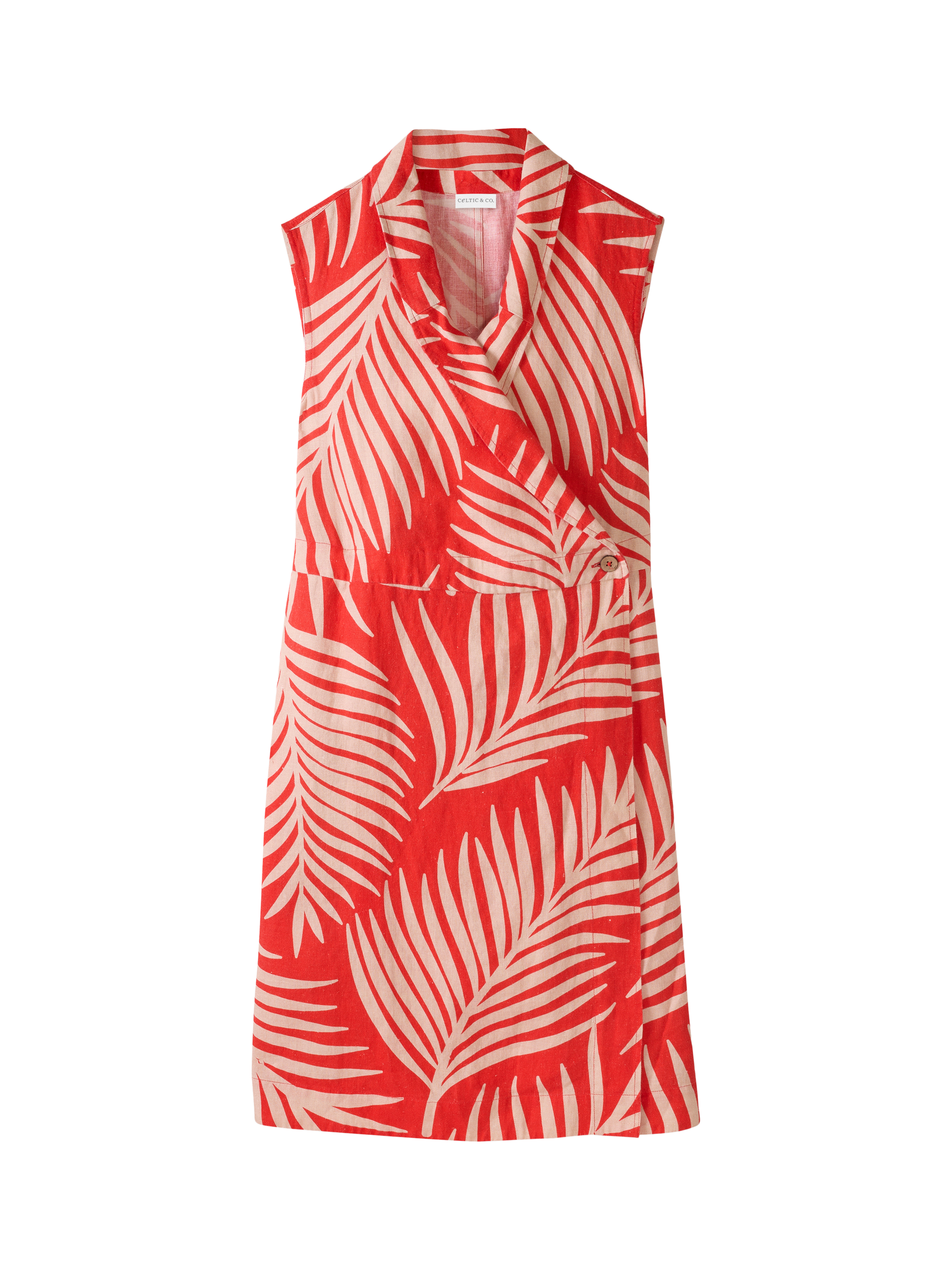 Product image 2 of 2, which shows Celtic & Co. Palm Print Pure Linen Wrap Dress, Burnt Orange, 8