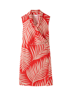 Celtic & Co. Palm Print Pure Linen Wrap Dress, Burnt Orange - view 2, Burnt Orange