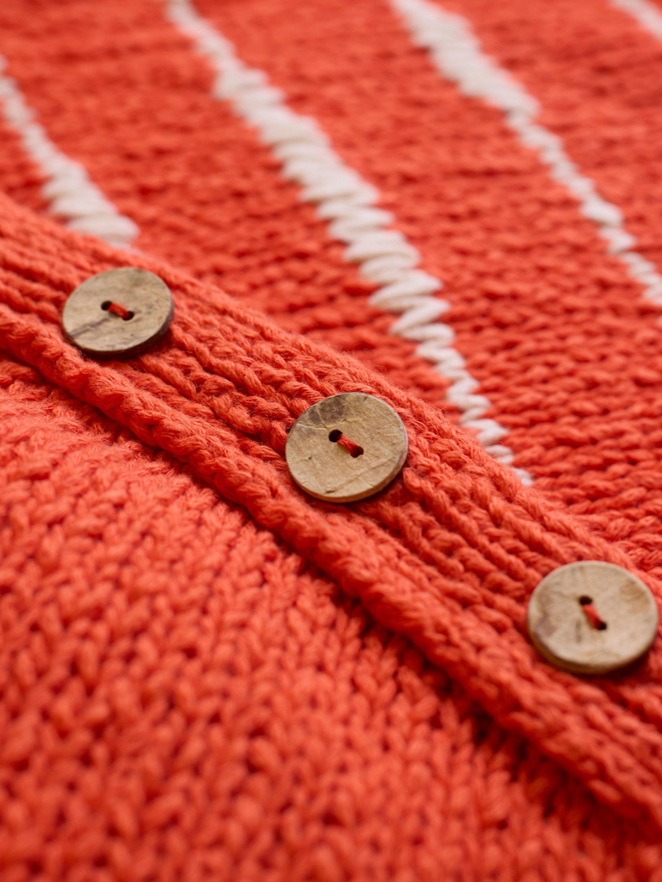 Product image 2 of 3, which shows Celtic & Co. Breton Stripe Drop Stitch Jumper, Burnt Orange, XS