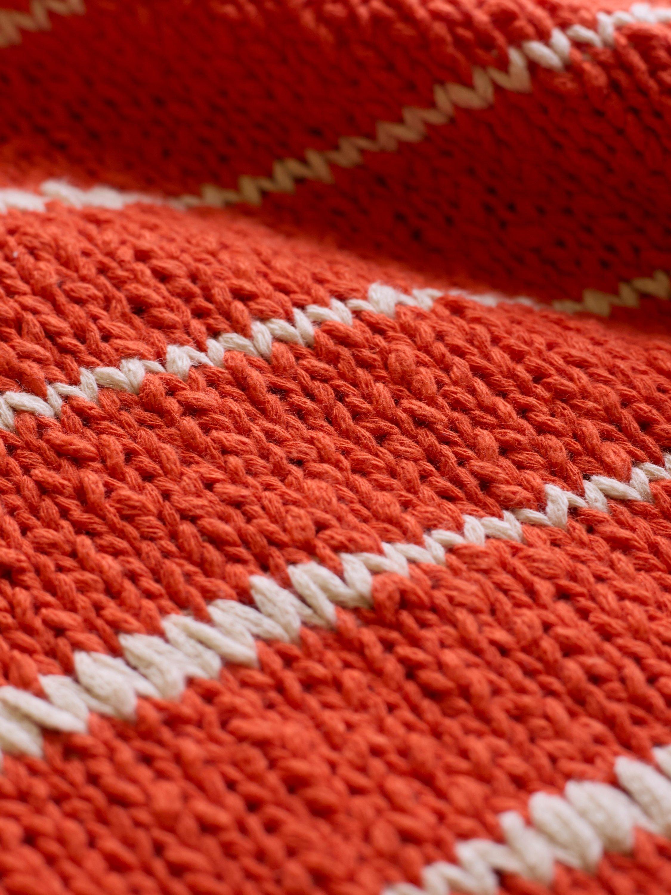Product image 3 of 3, which shows Celtic & Co. Breton Stripe Drop Stitch Jumper, Burnt Orange, XS