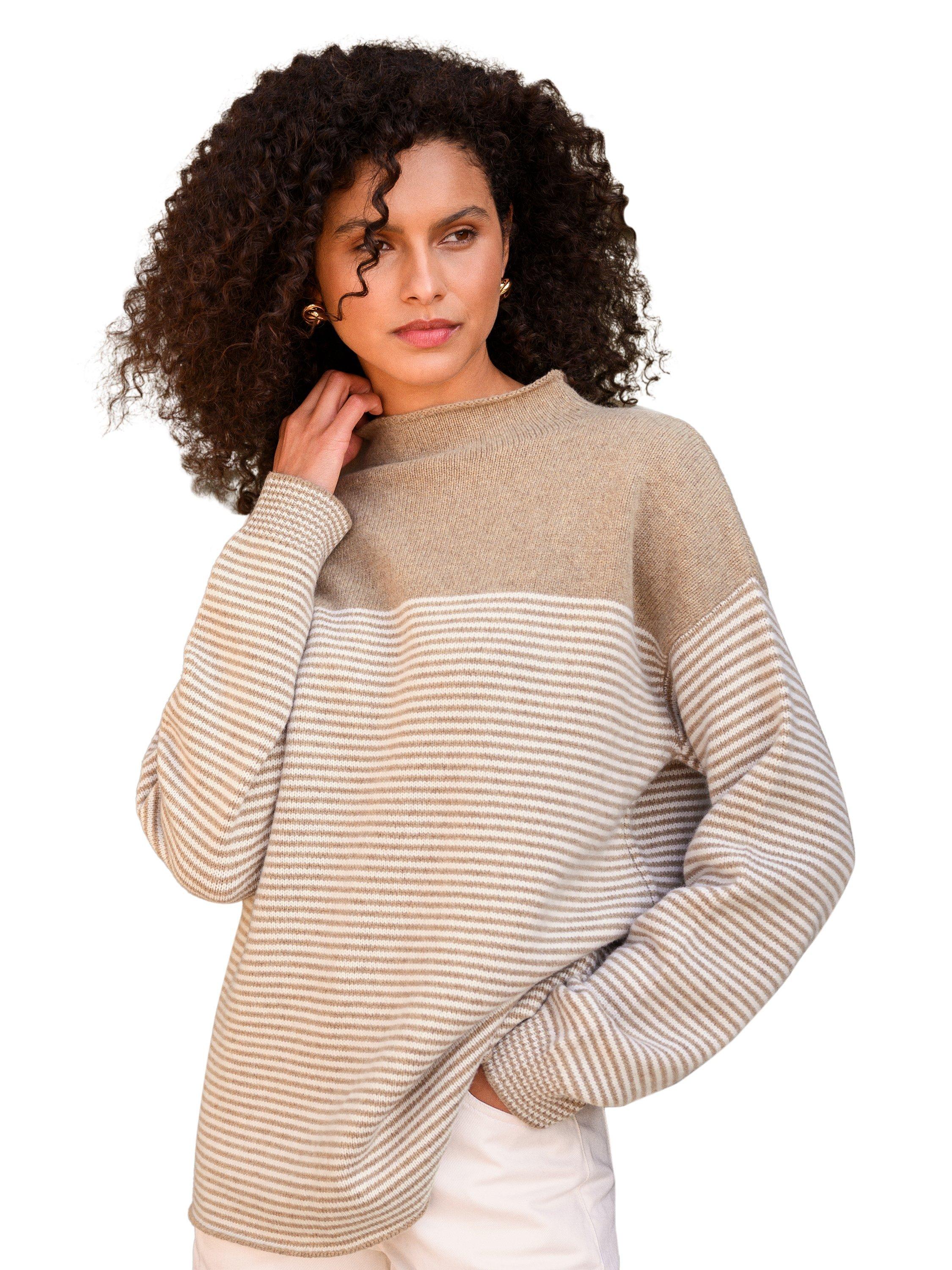 Product image 1 of 5, which shows Celtic & Co. Felted Funnel Neck Pure Wool Jumper, Oatmeal, XS