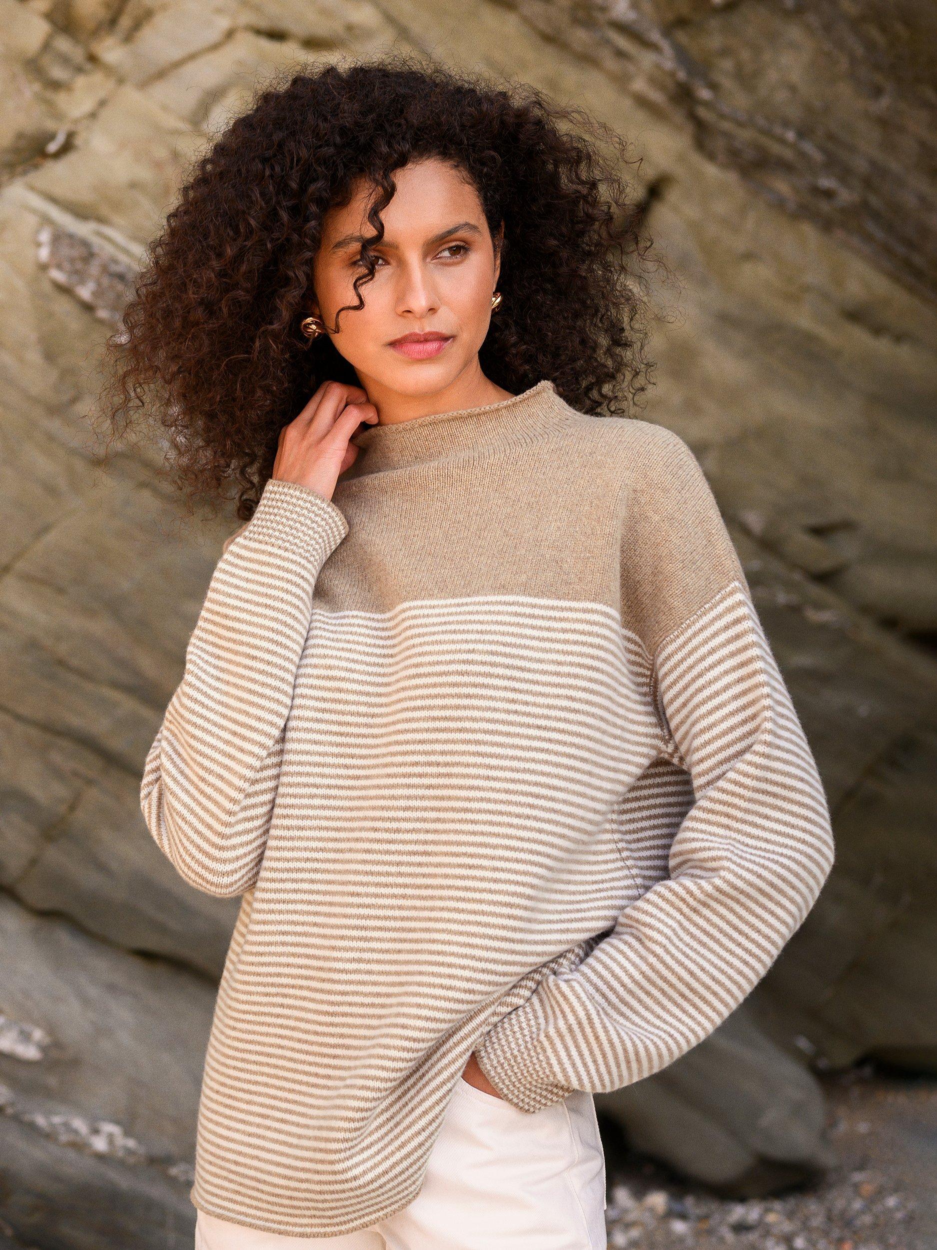 Product image 3 of 5, which shows Celtic & Co. Felted Funnel Neck Pure Wool Jumper, Oatmeal, XS