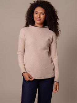 Celtic & Co. Felted Funnel Neck Merino Wool Jumper, Oatmeal/Charcoal