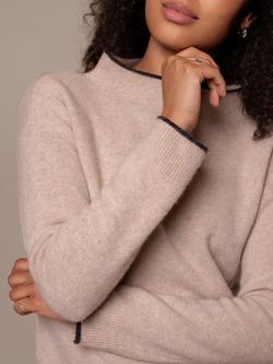 Celtic & Co. Felted Funnel Neck Merino Wool Jumper - view 2, Oatmeal/Charcoal