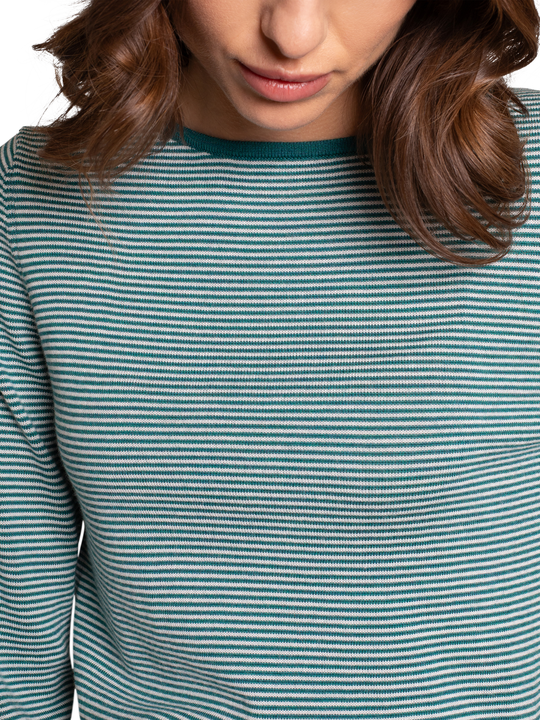 Product image 3 of 6, which shows Celtic & Co. Stripe Fine Knit Pure Merino Wool Jumper, Icelandic, XS