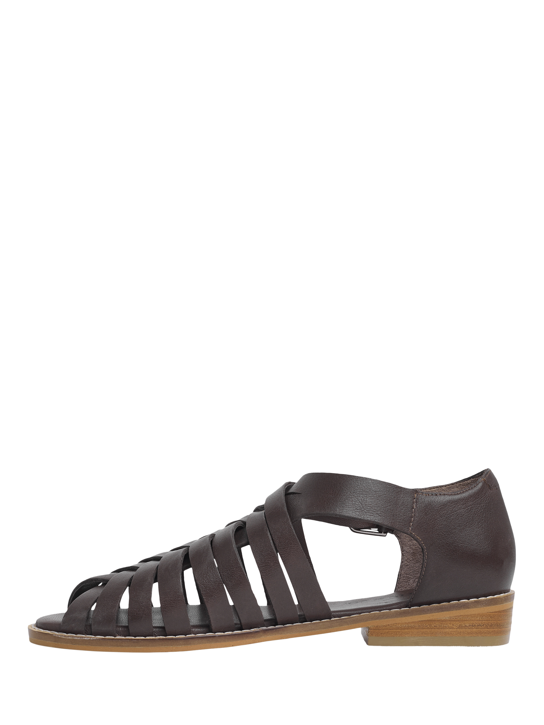 Product image 3 of 6, which shows Celtic & Co. Woven Leather Peep Toe Sandals, Chocolate, EU36