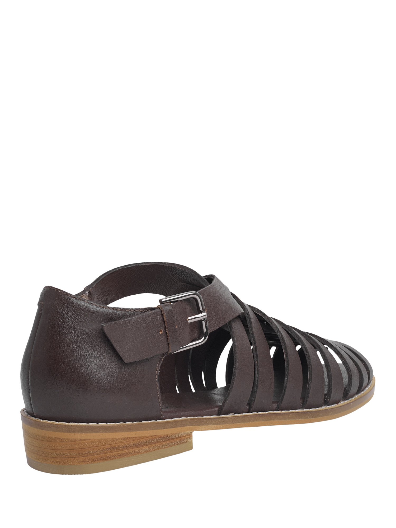 Product image 4 of 6, which shows Celtic & Co. Woven Leather Peep Toe Sandals, Chocolate, EU36
