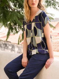 Celtic & Co. Geometric Boxy Shirt containing LENZING™ ECOVERO™ Viscose, Multi