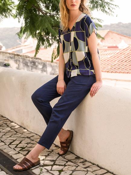 Celtic & Co. Geometric Boxy Shirt containing LENZING™ ECOVERO™ Viscose - view 2, Multi