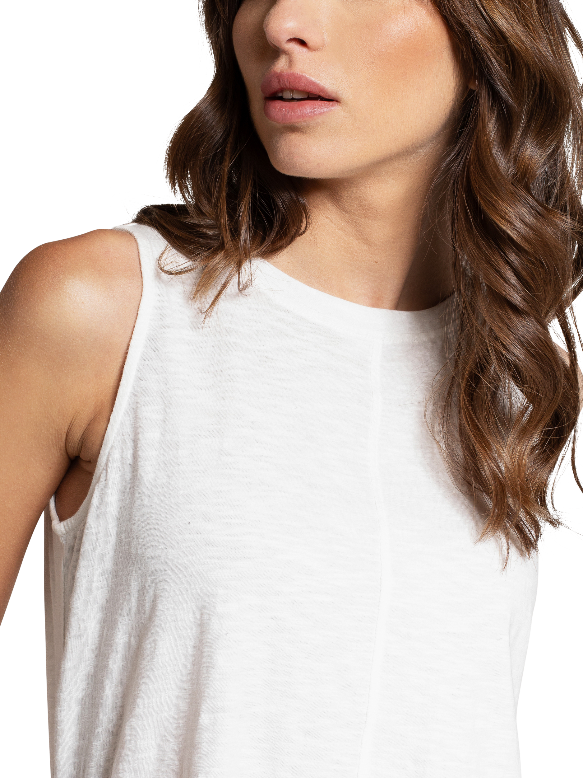 Product image 2 of 5, which shows Celtic & Co. Slub Pleat Back Tank Top, Chalk, 8