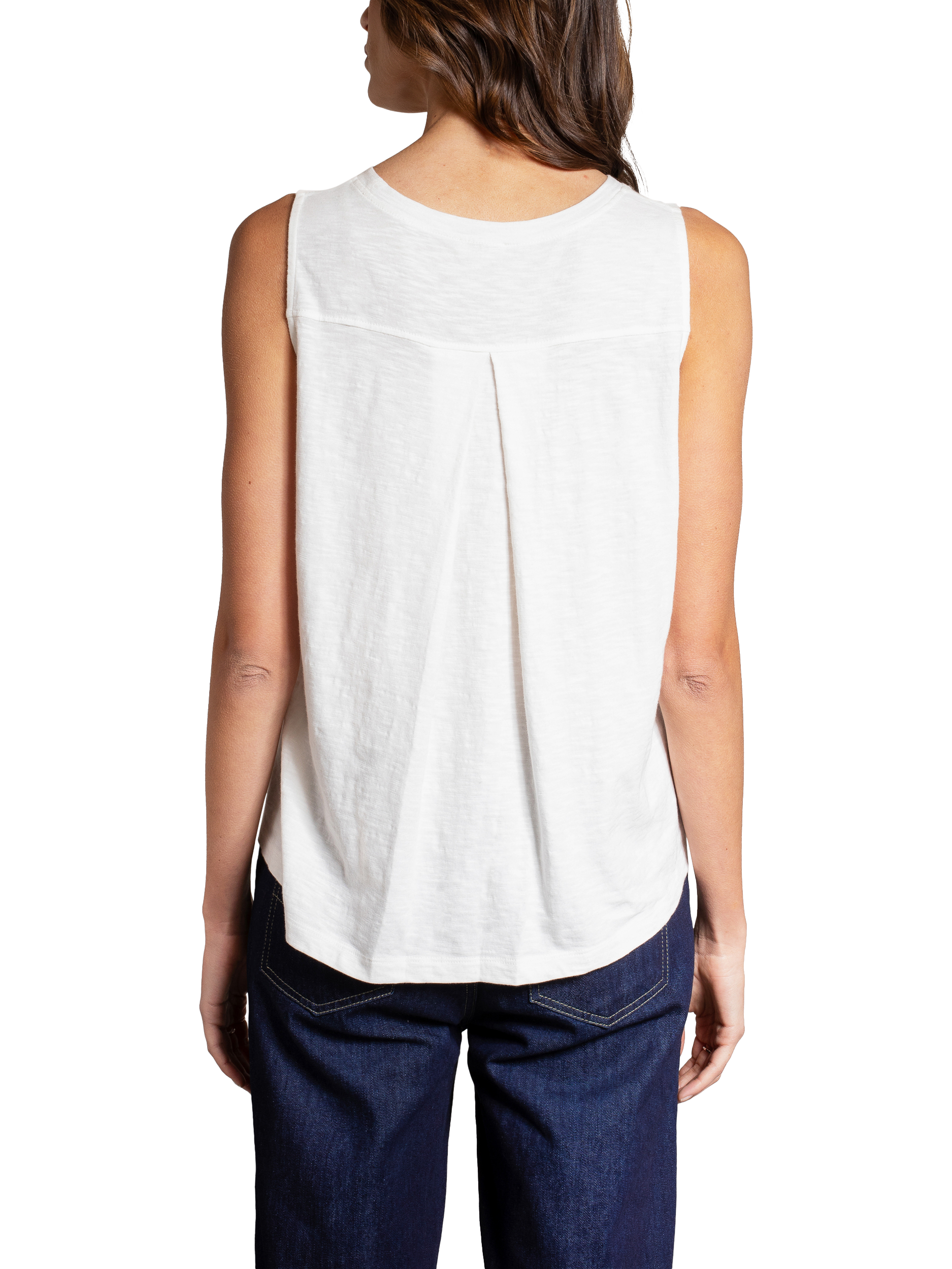 Product image 4 of 5, which shows Celtic & Co. Slub Pleat Back Tank Top, Chalk, 8