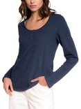Celtic & Co. Slub Scoop Neck Henley Top, Fennel, Dark Navy