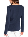 Celtic & Co. Slub Scoop Neck Henley Top, Fennel, Dark Navy