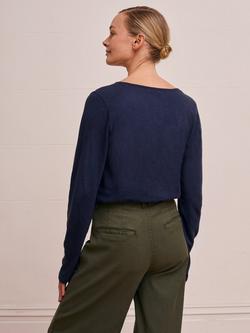 Celtic & Co. Slub Scoop Neck Henley Top, Fennel - view 2, Dark Navy