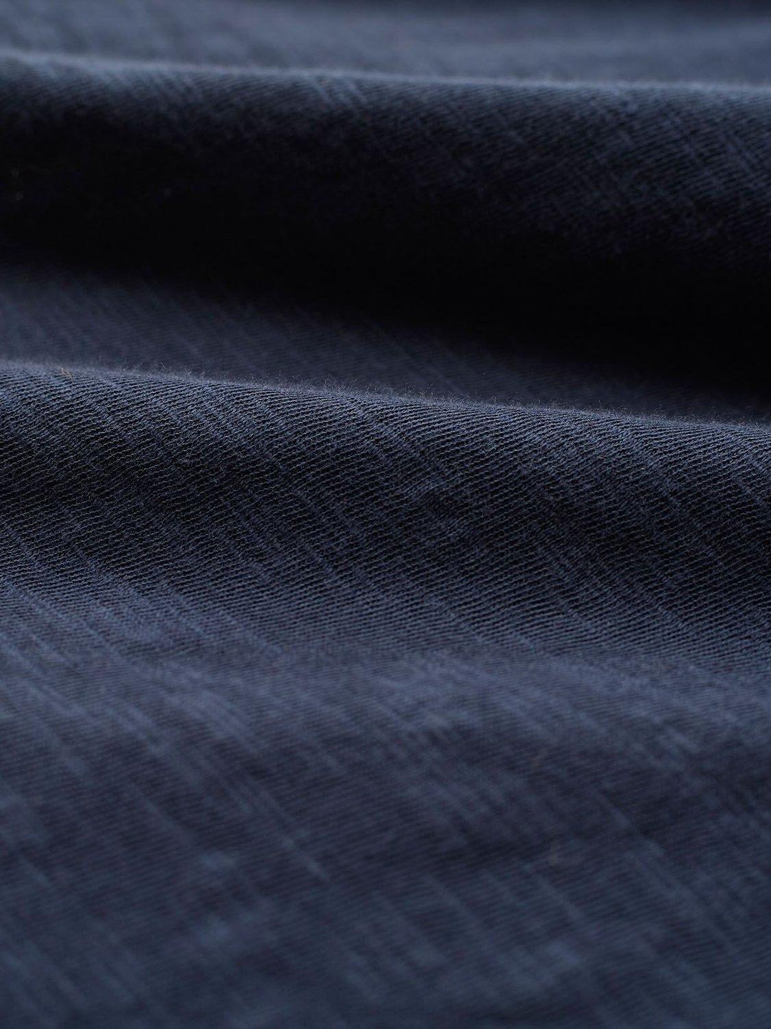 Product image 5 of 5, which shows Celtic & Co. Slub Scoop Neck Henley Top, Fennel, Dark Navy, 8