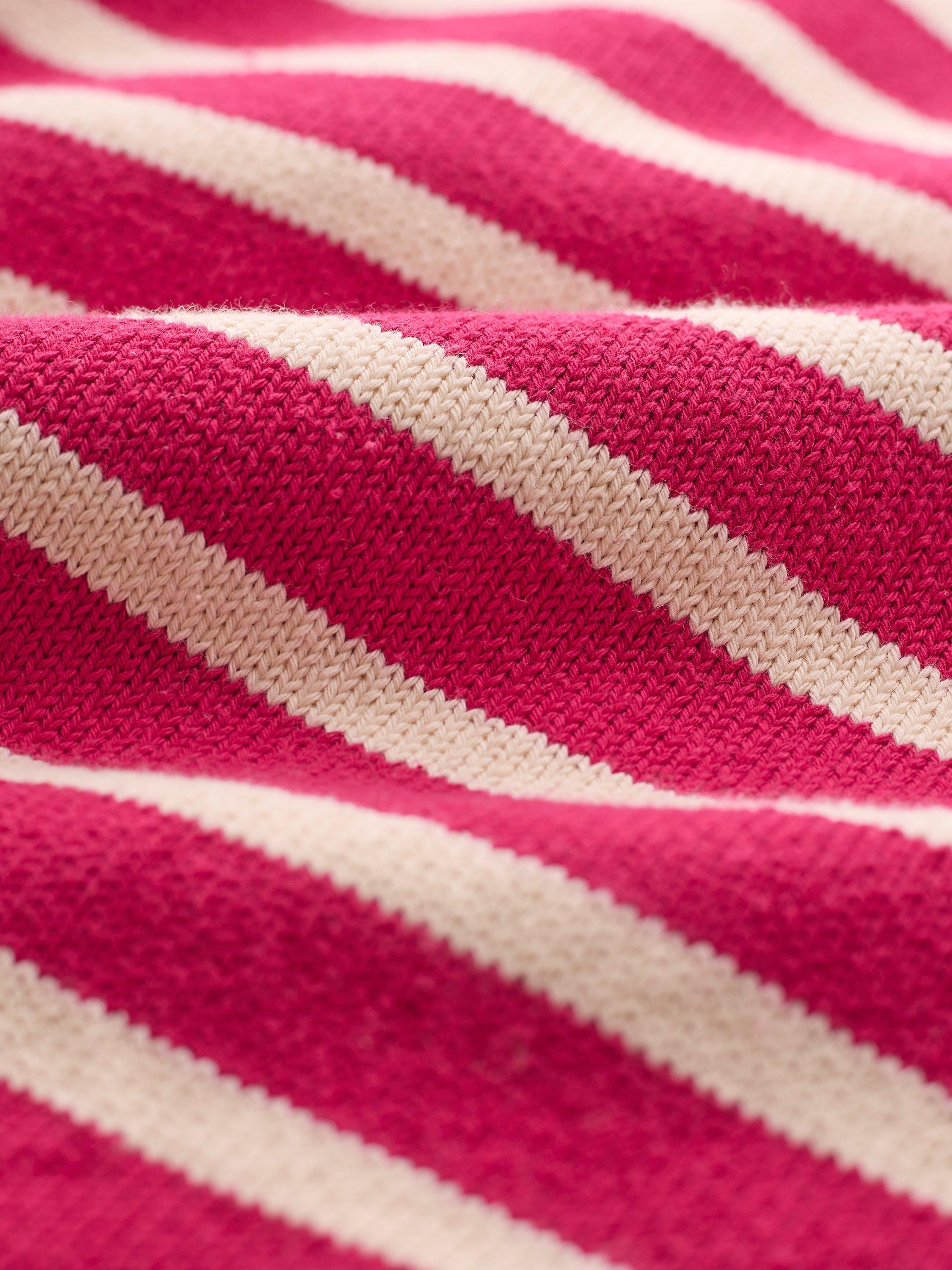 Product image 7 of 7, which shows Celtic & Co. Stripe Knit Crew Neck T-Shirt, Raspberry, XS