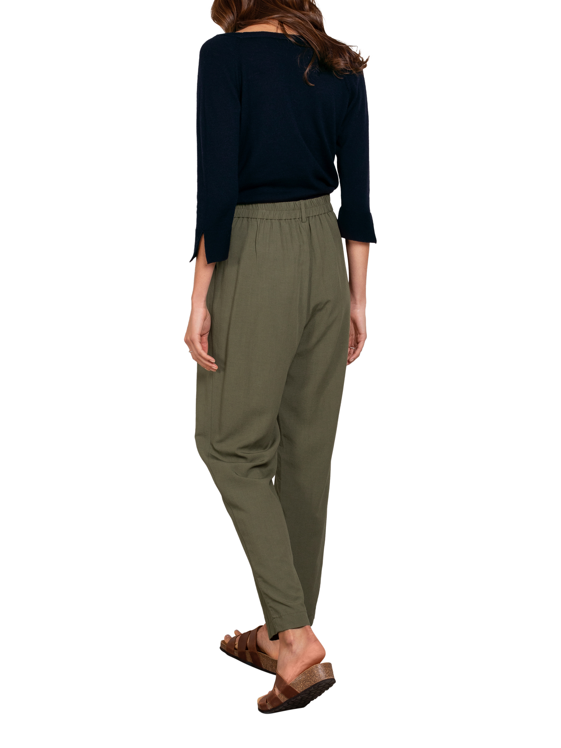 Product image 2 of 5, which shows Celtic & Co. Casual Tapered Trousers, Khaki, 8
