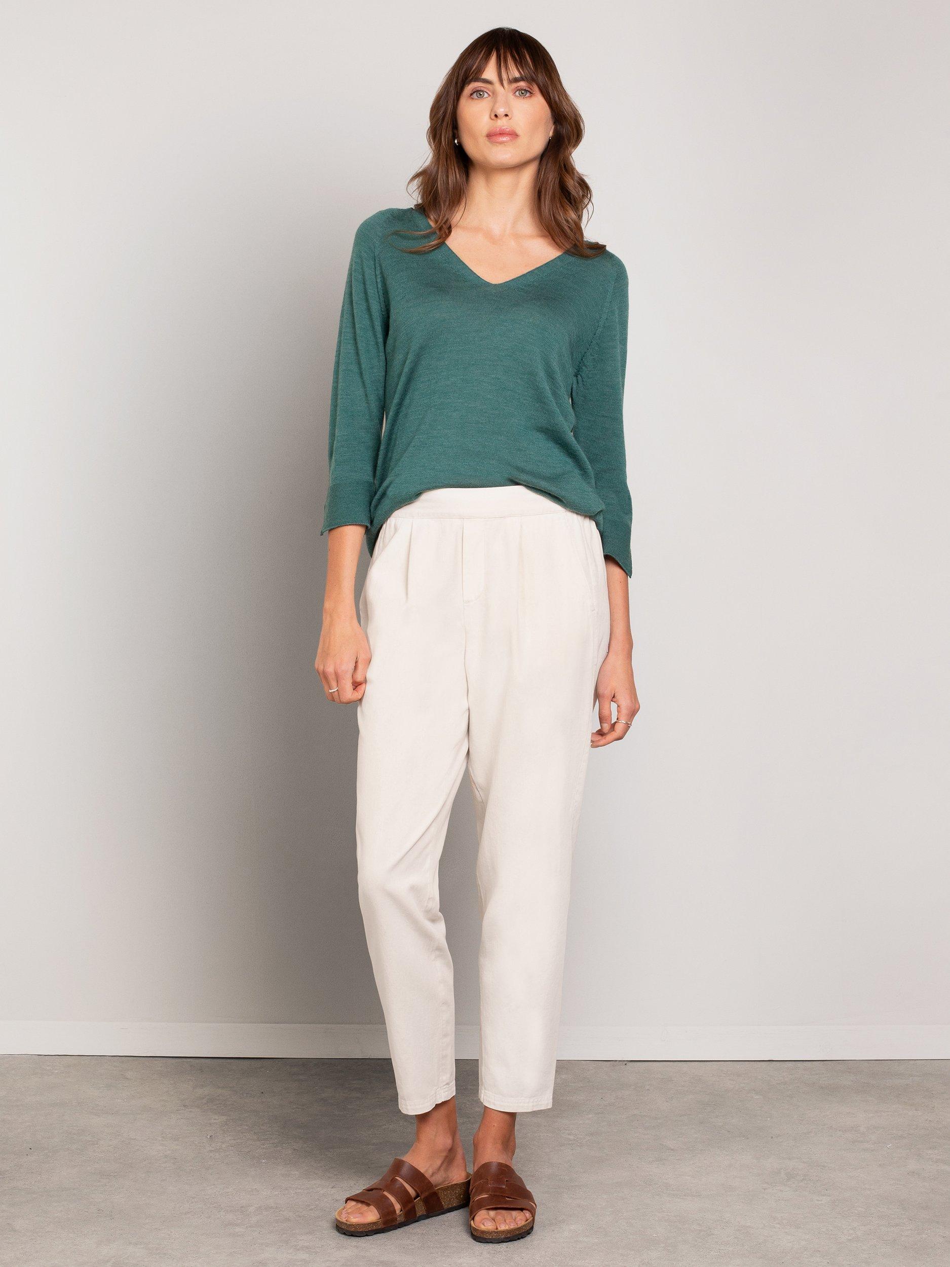 Product image 1 of 7, which shows Celtic & Co. Garment Dyed Cotton Twill Tapered Trousers, Oatmeal, 8