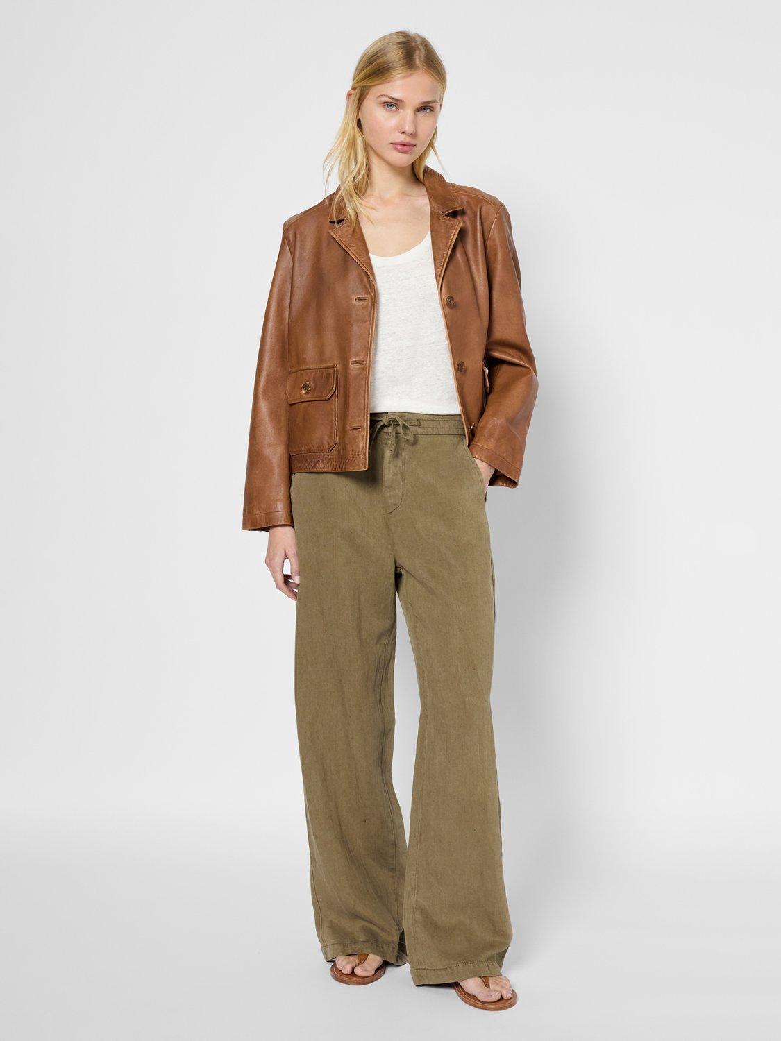 Product image 1 of 2, which shows Gerard Darel Laia Lightweight Trousers, Khaki Green, 6