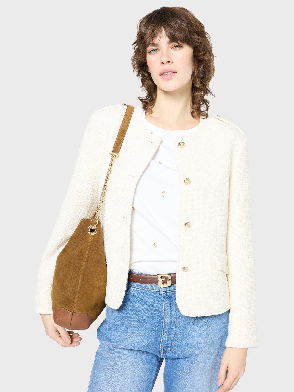 Product image 1 of 6, which shows Gerard Darel Ronie Tweed Jacket, Ecru, 10