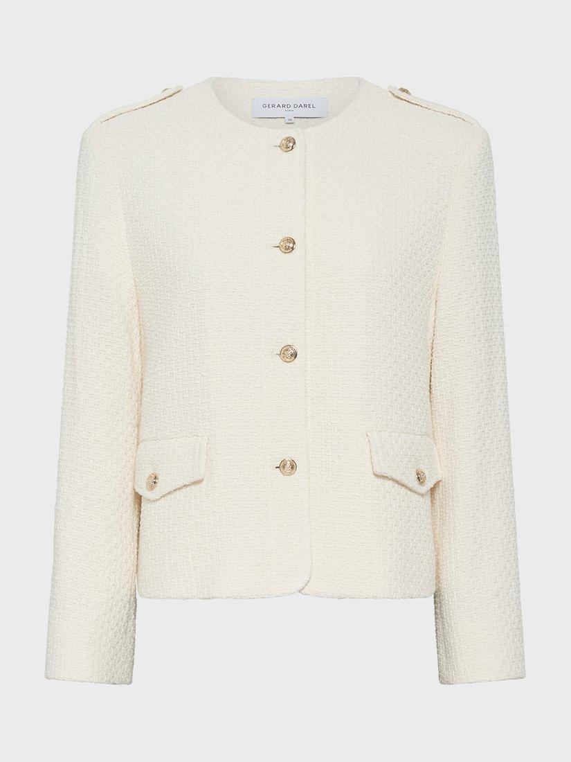 Product image 4 of 6, which shows Gerard Darel Ronie Tweed Jacket, Ecru, 10