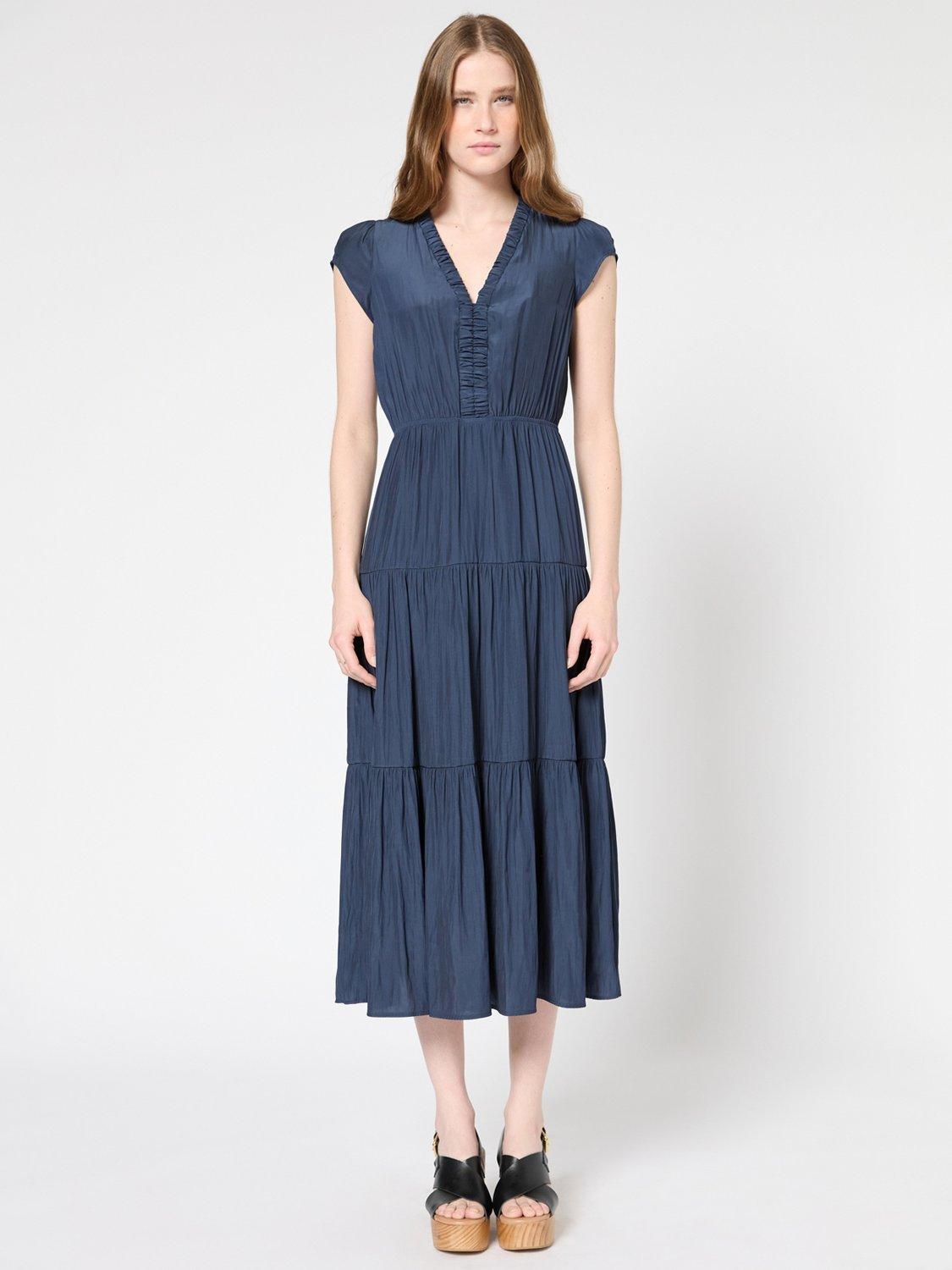 Product image 2 of 6, which shows Gerard Darel Paige Tiered Midi Dress, Navy, 10