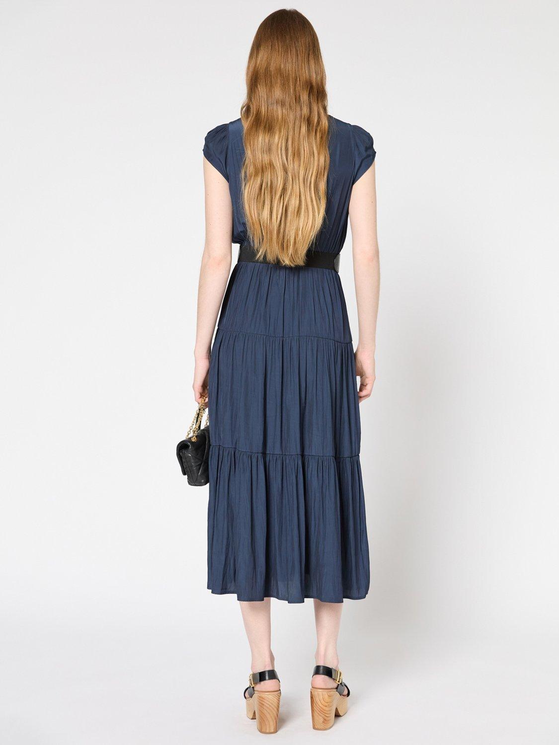 Product image 3 of 6, which shows Gerard Darel Paige Tiered Midi Dress, Navy, 10