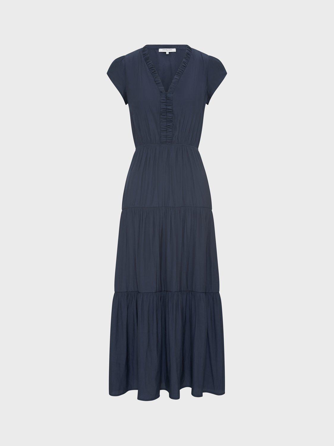 Product image 4 of 6, which shows Gerard Darel Paige Tiered Midi Dress, Navy, 10