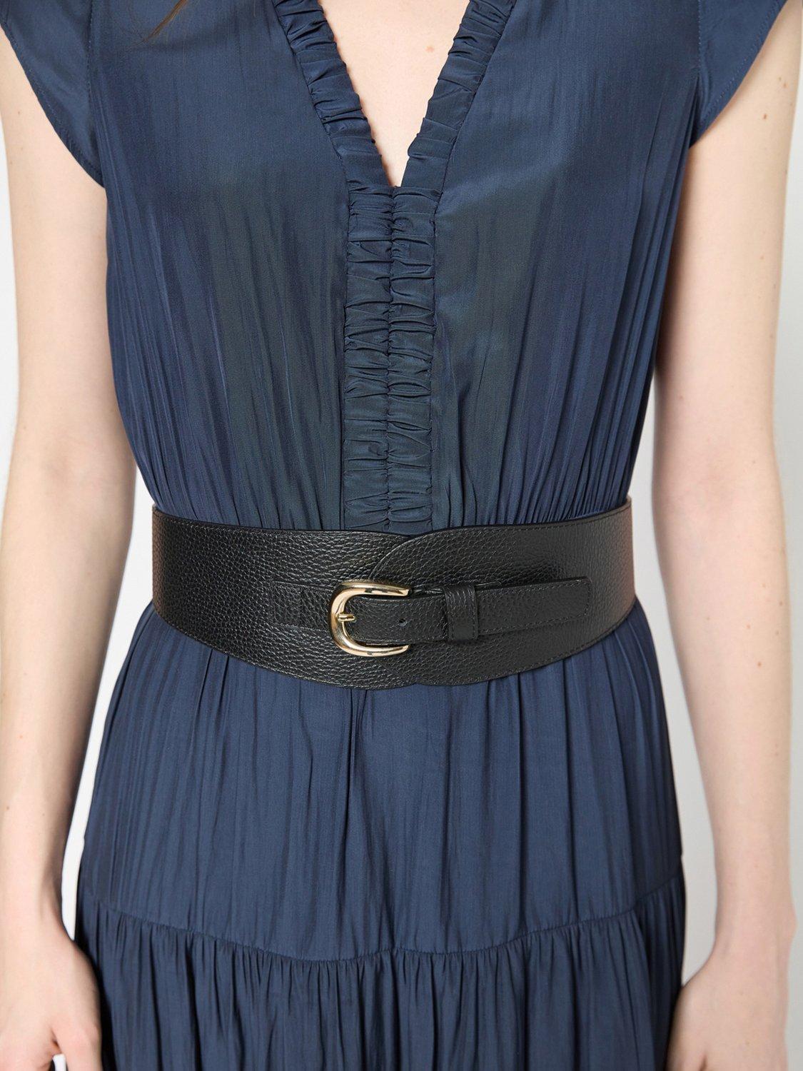 Product image 6 of 6, which shows Gerard Darel Paige Tiered Midi Dress, Navy, 10