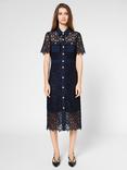 Gerard Darel Perle Lace Shirt Dress, Navy