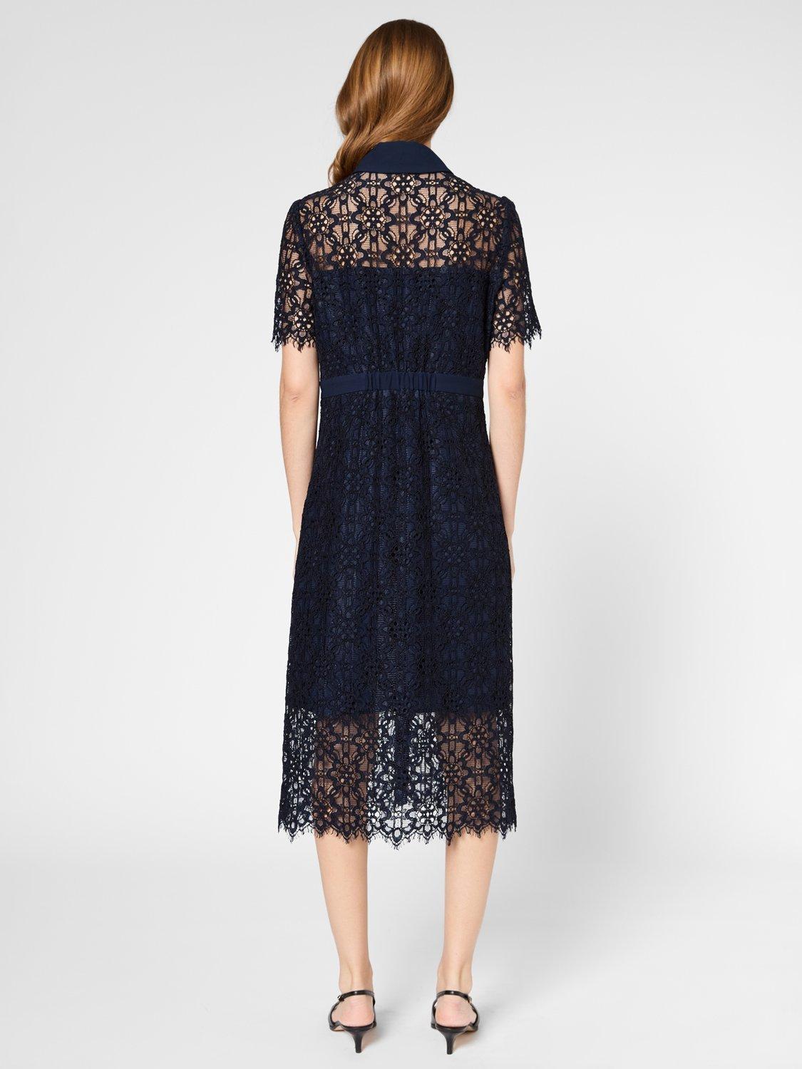 Product image 3 of 6, which shows Gerard Darel Perle Lace Shirt Dress, Navy, 6