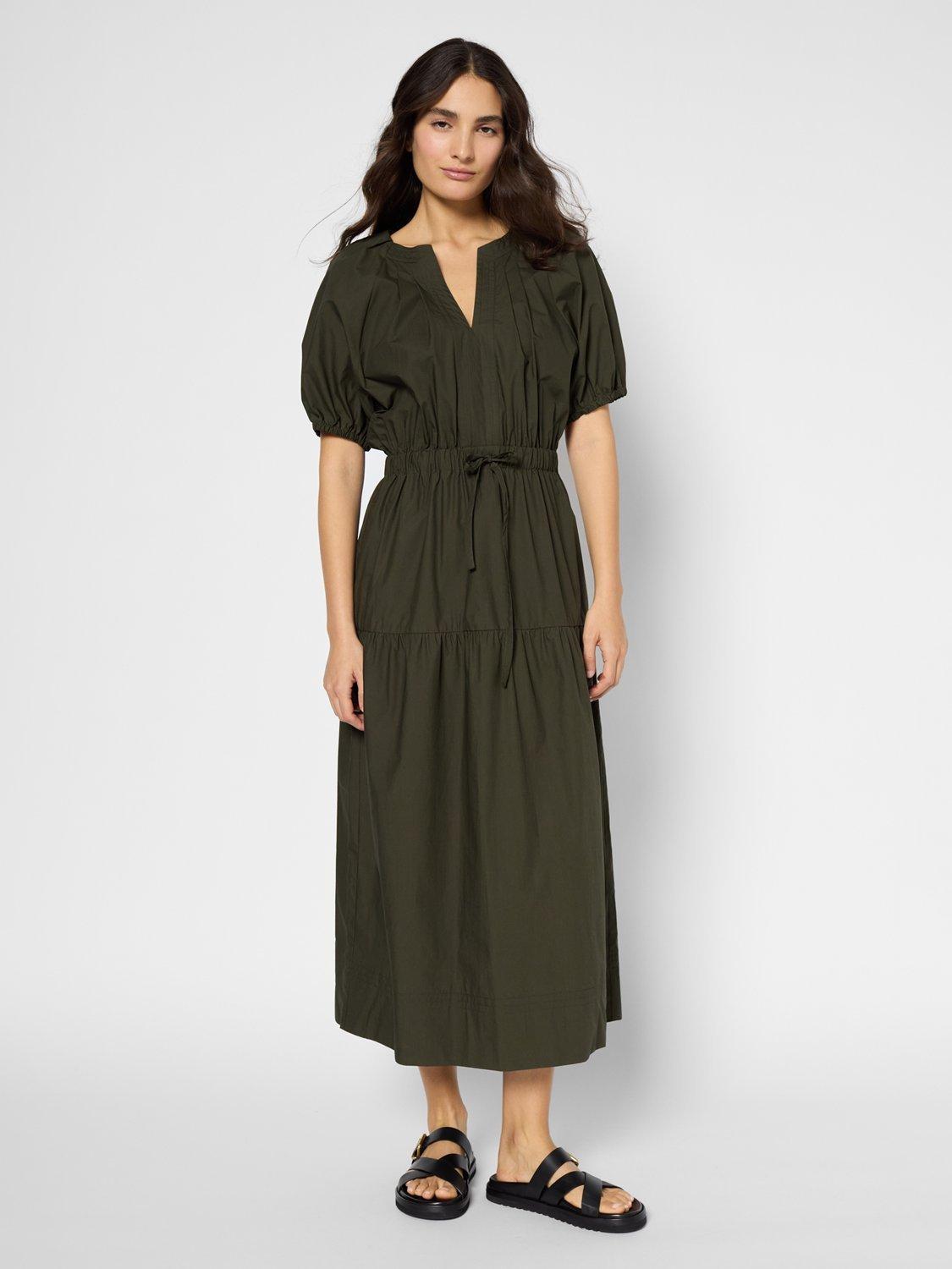 Product image 1 of 1, which shows Gerard Darel Purity Tiered Midi Dress, Khaki Green, 10