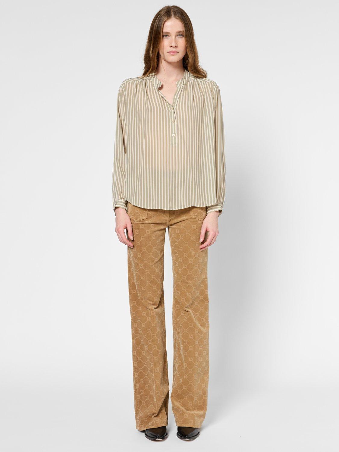 Product image 2 of 2, which shows Gerard Darel Unyka Striped Blouse, Khaki, 8