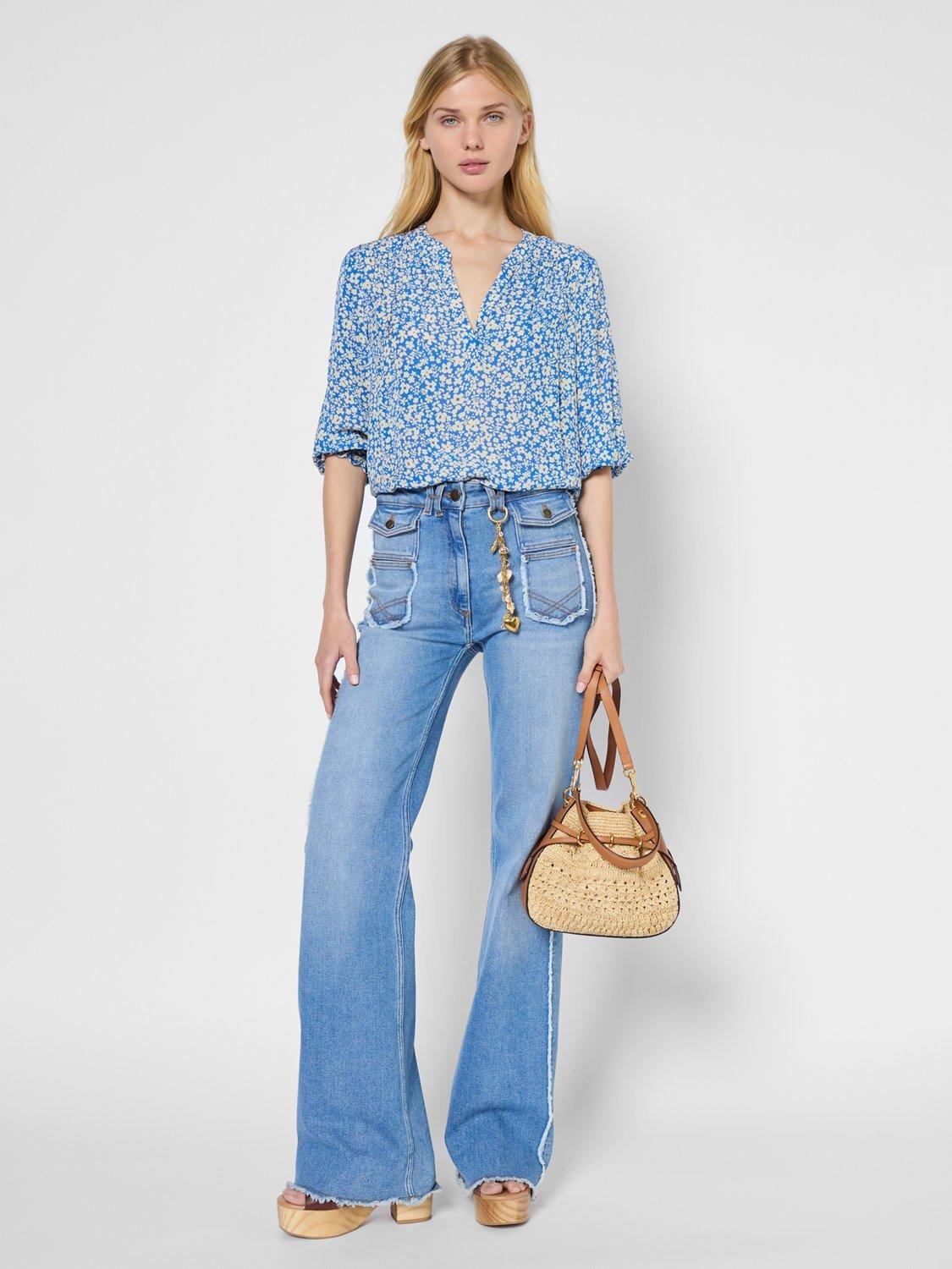 Product image 1 of 1, which shows Gerard Darel Uren Floral Top, Blue/Multi, 6
