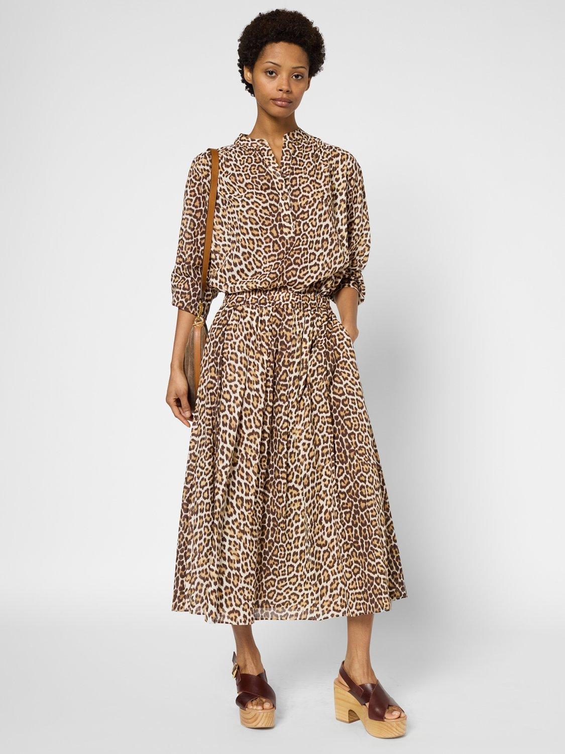 Product image 1 of 6, which shows Gerard Darel Valy Animal Print Midi Skirt, Brown, 10