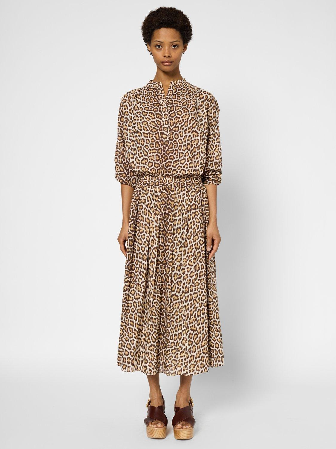 Product image 2 of 6, which shows Gerard Darel Valy Animal Print Midi Skirt, Brown, 10
