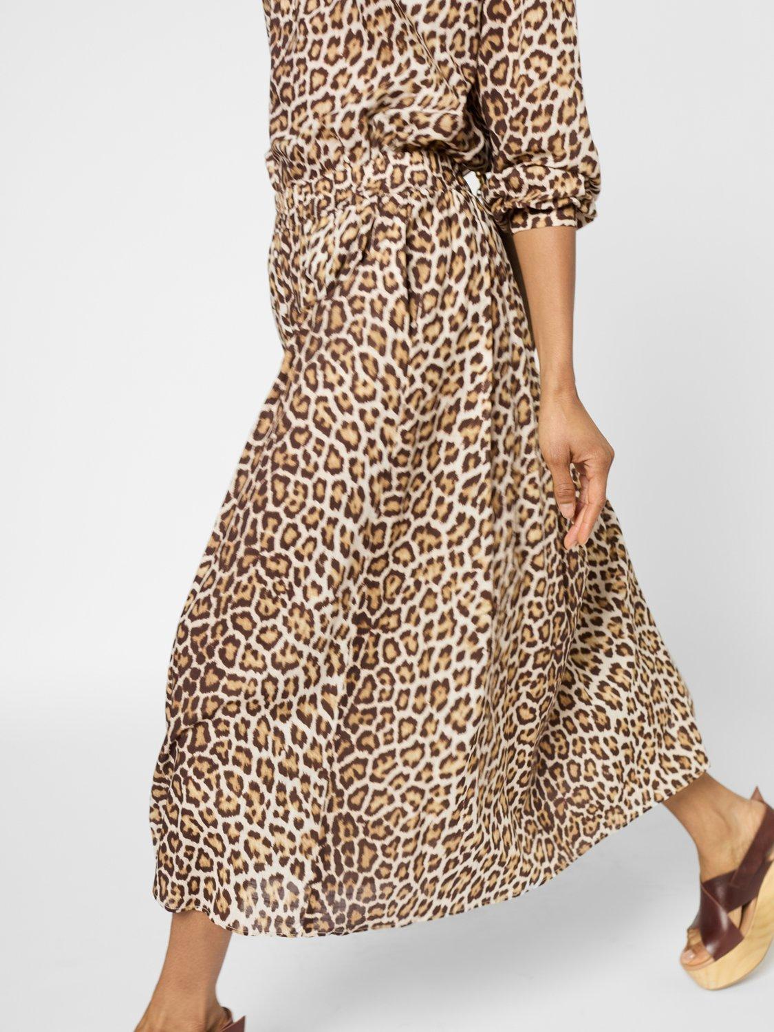 Product image 5 of 6, which shows Gerard Darel Valy Animal Print Midi Skirt, Brown, 10