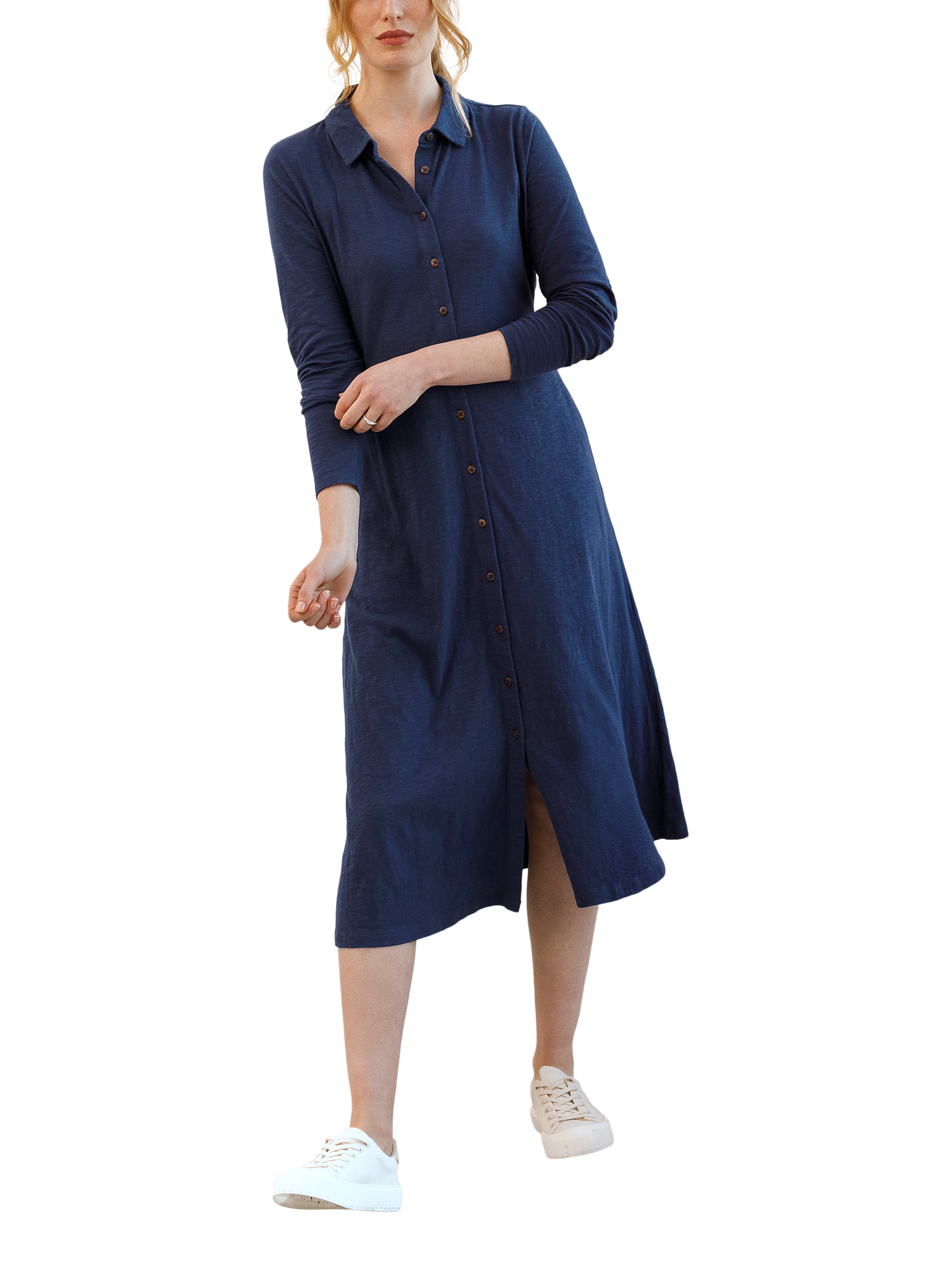 Product image 3 of 9, which shows Celtic & Co. Jersey Slub Shirt Dress, Dark Navy, 8