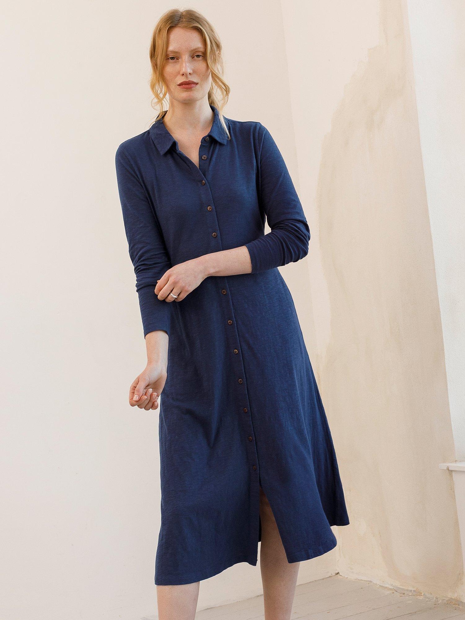 Product image 7 of 9, which shows Celtic & Co. Jersey Slub Shirt Dress, Dark Navy, 8