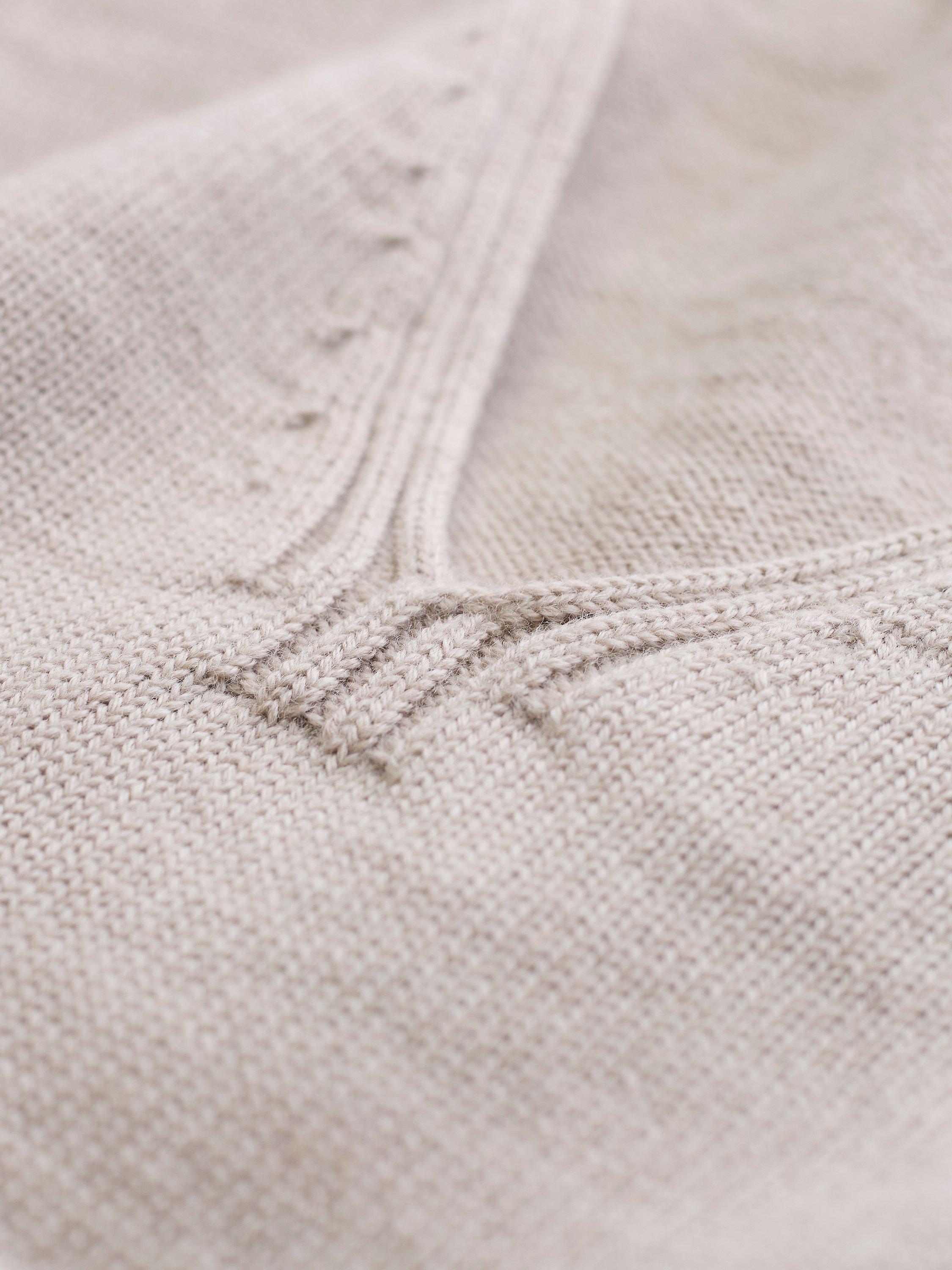 Product image 4 of 11, which shows Celtic & Co. Breton Stripe Pure Merino Wool V-Neck Jumper, Oatmeal/Ecru, XS