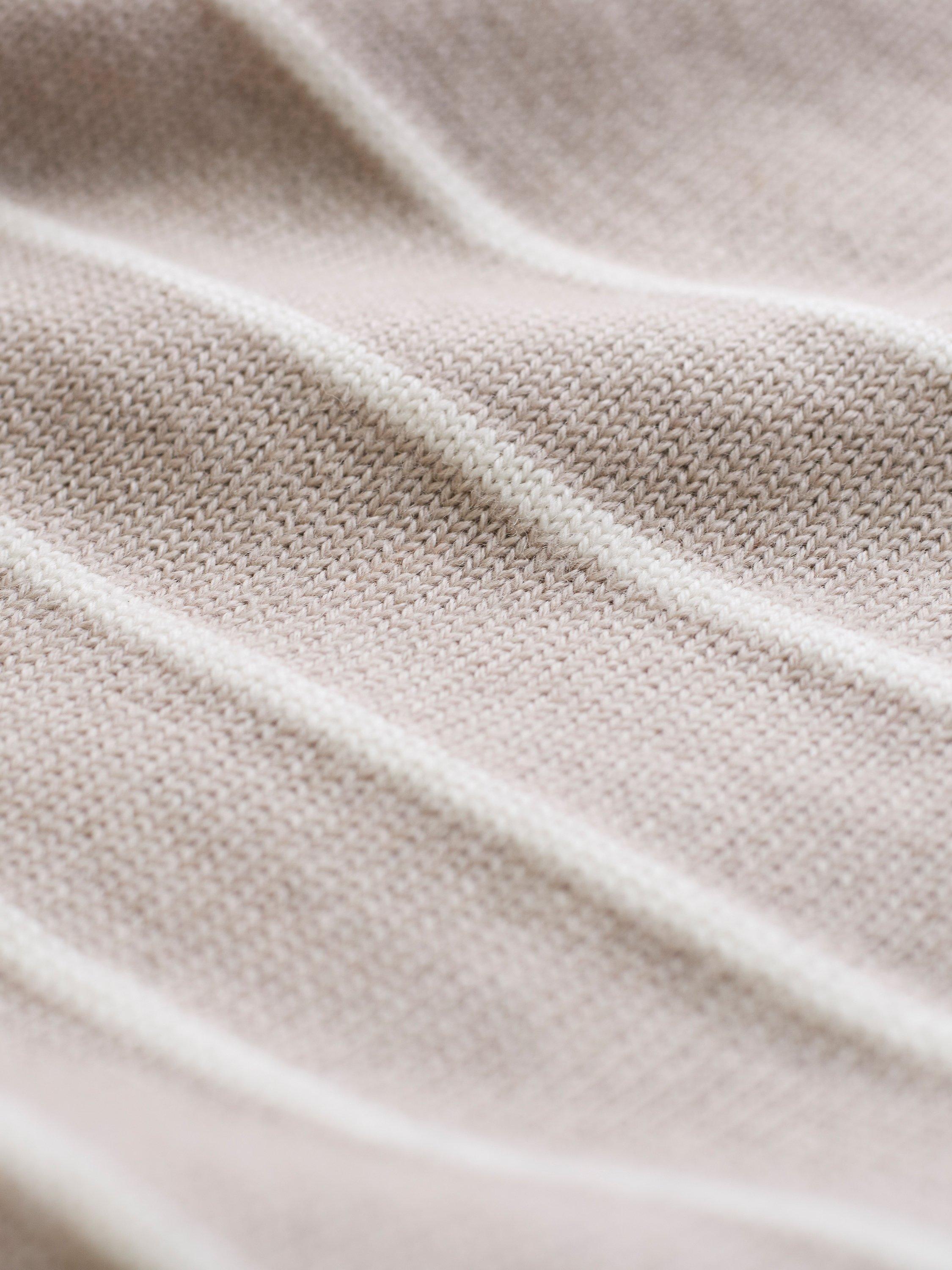 Product image 6 of 11, which shows Celtic & Co. Breton Stripe Pure Merino Wool V-Neck Jumper, Oatmeal/Ecru, XS