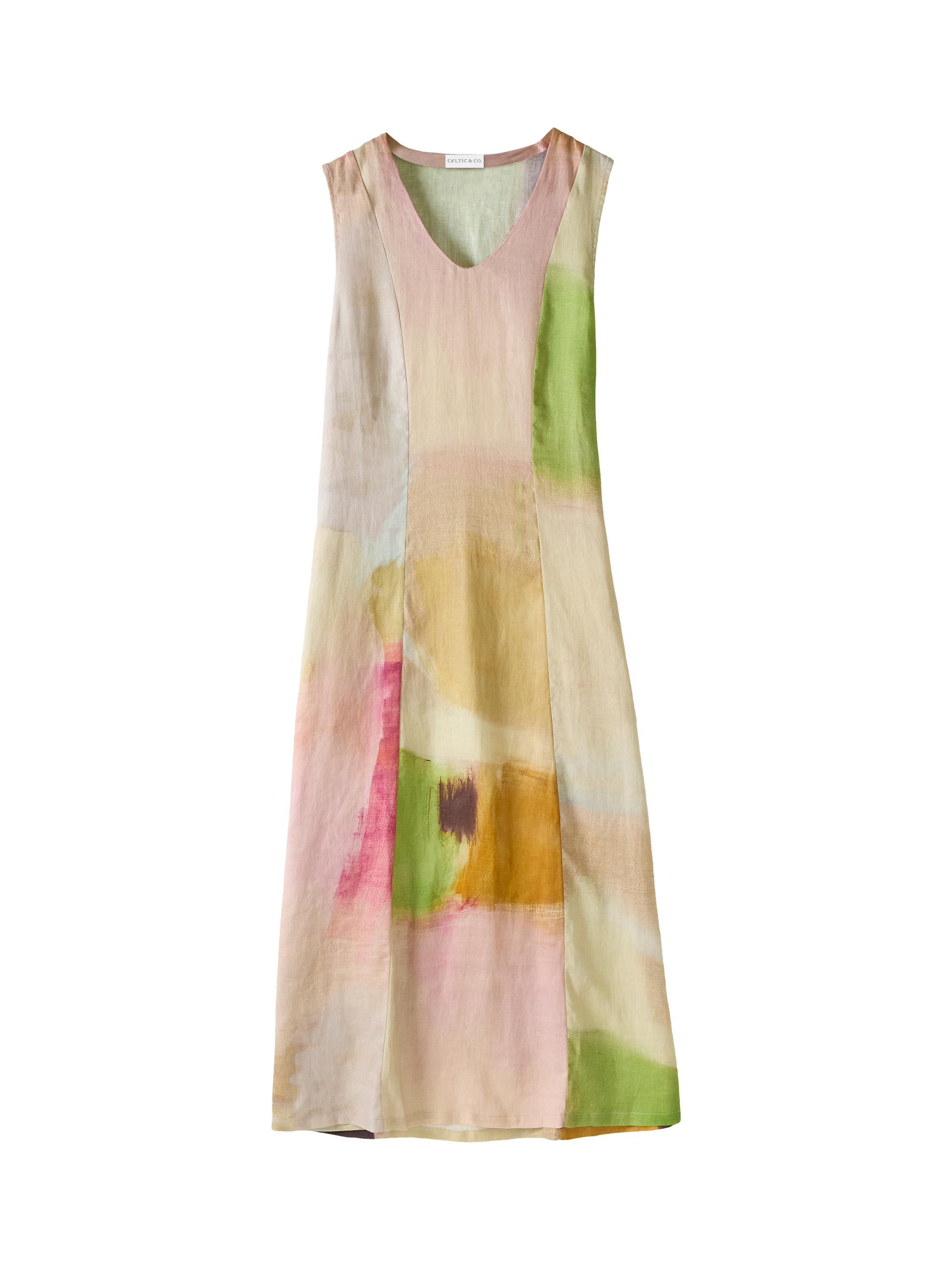 Product image 2 of 4, which shows Celtic & Co. Panelling Detail Pure Linen Dress, Multi, 8