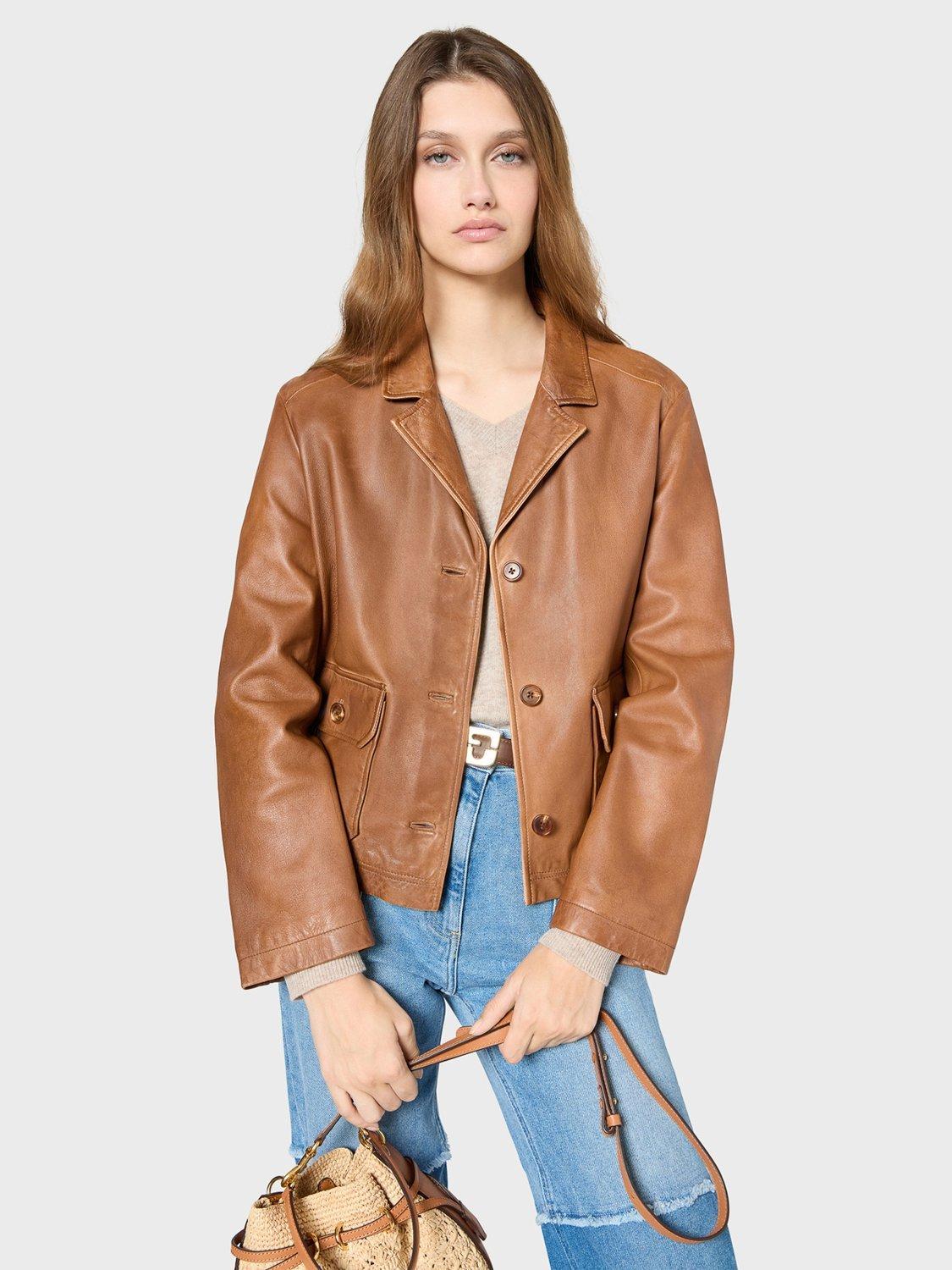 Gerard Darel Rosel Leather Jacket, Brown