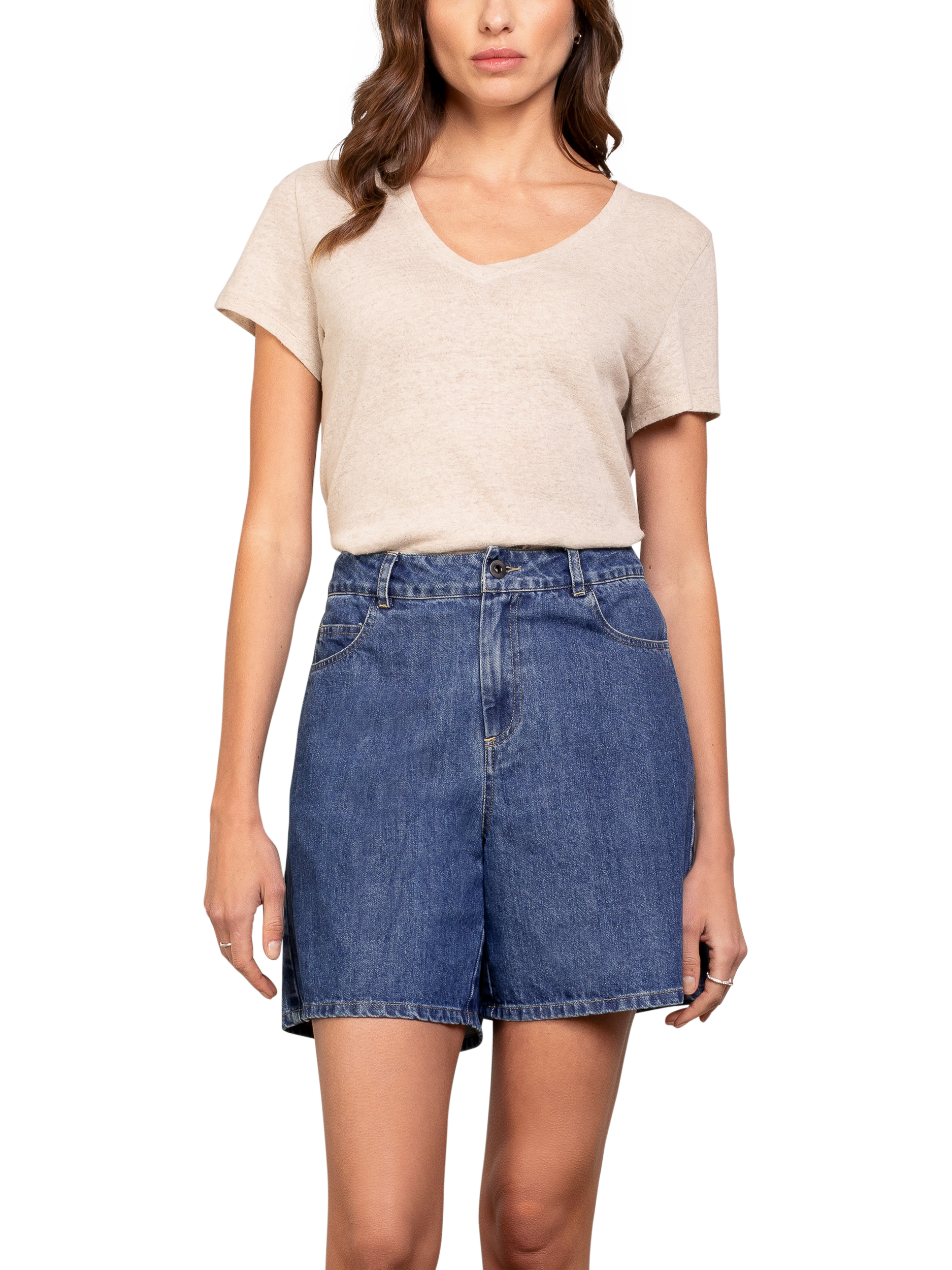 Product image 1 of 6, which shows Celtic & Co. Classic Denim Shorts, Indigo Mid Wash, 8