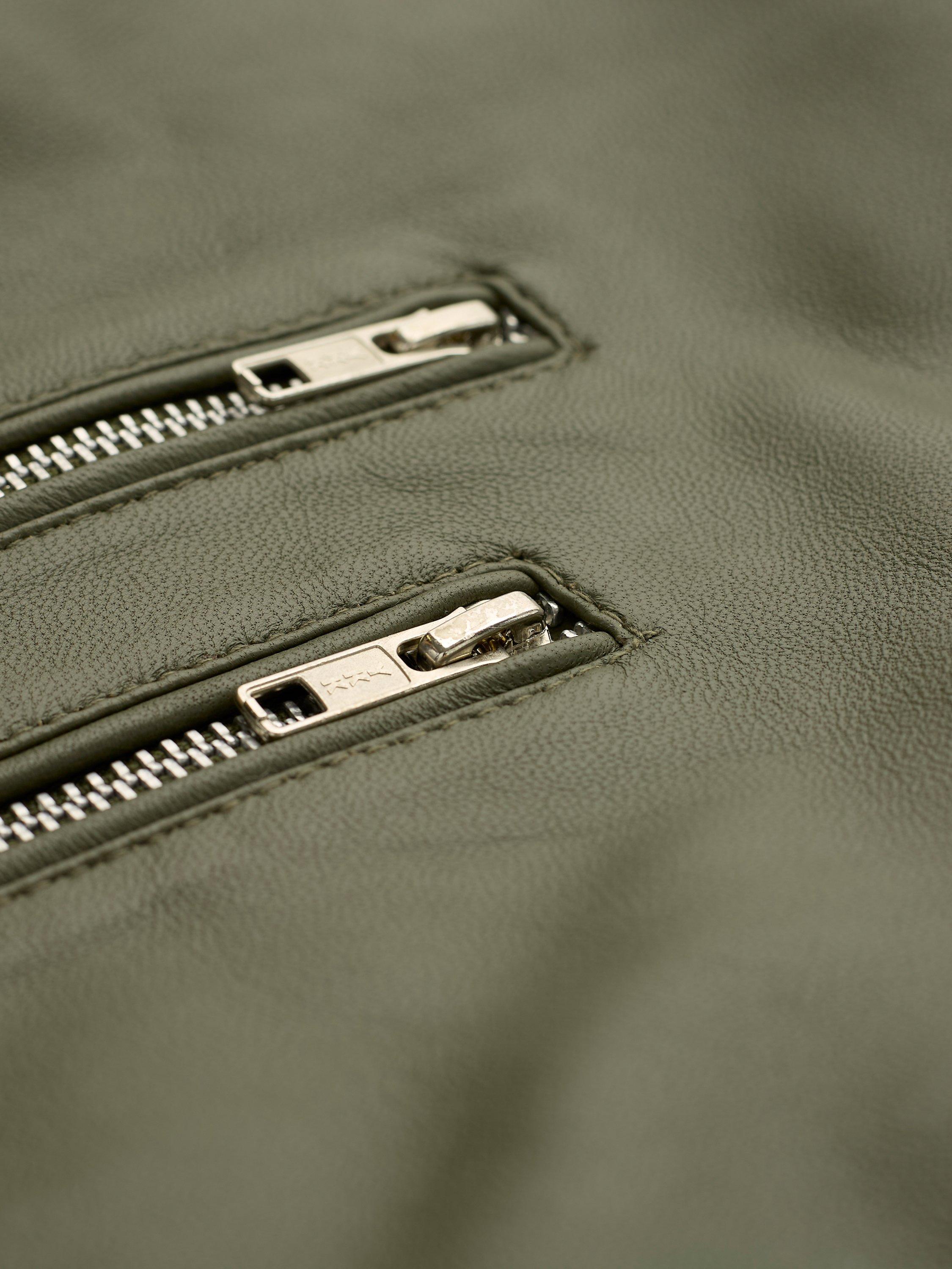 Product image 4 of 6, which shows Celtic & Co. Leather Biker Jacket, Khaki, 8