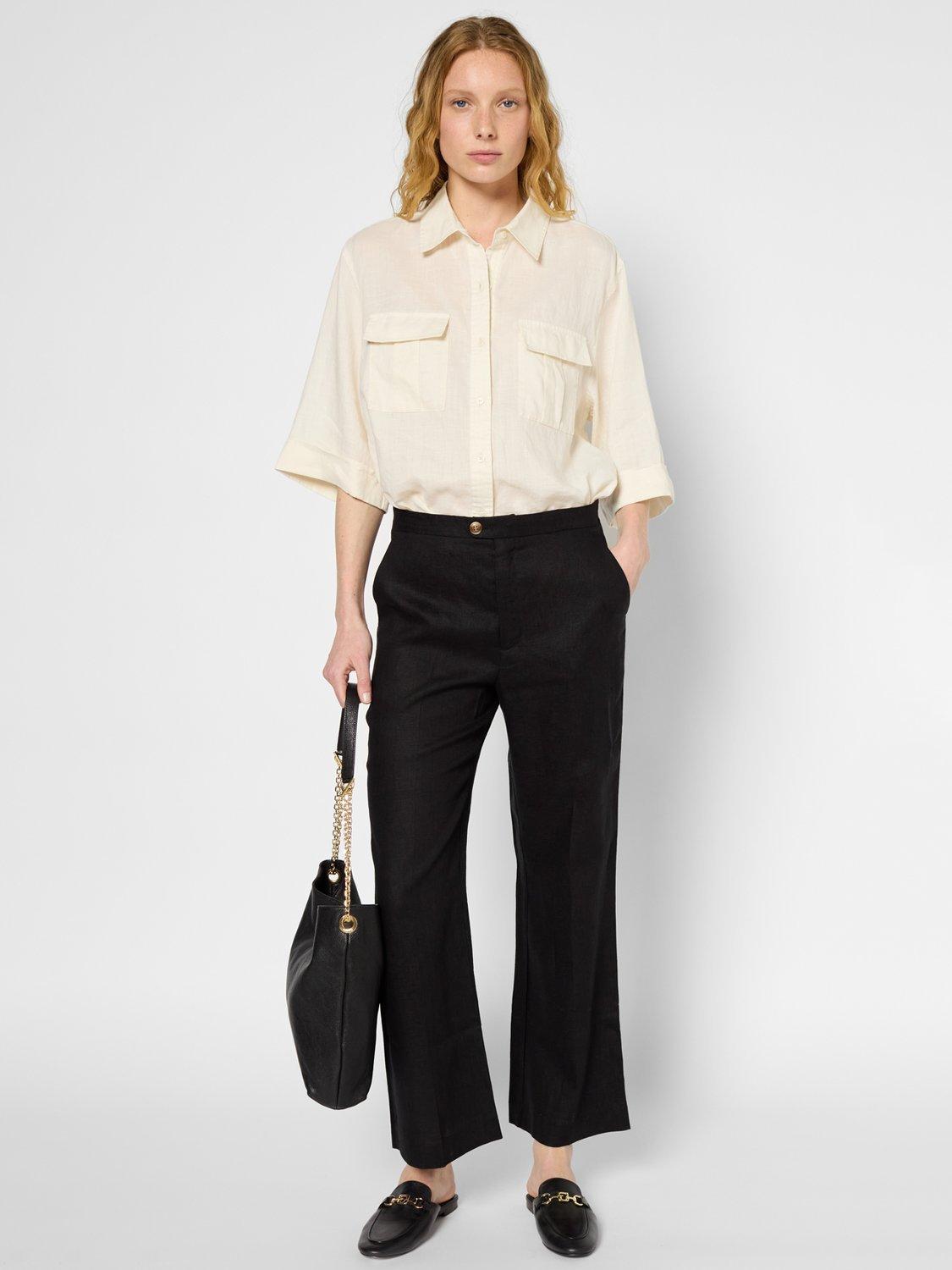 Product image 1 of 6, which shows Gerard Darel Lys Pure Linen Trousers, Black, 10