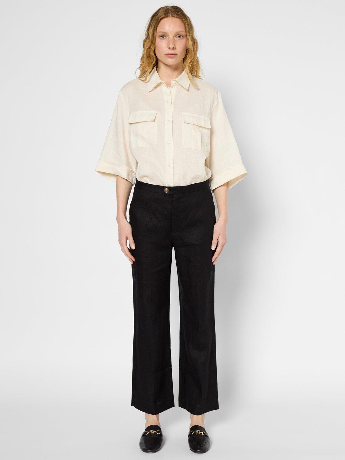 Product image 2 of 6, which shows Gerard Darel Lys Pure Linen Trousers, Black, 10