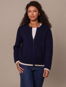 Celtic & Co. Zip Through Pure Wool Knitted Jacket, Navy