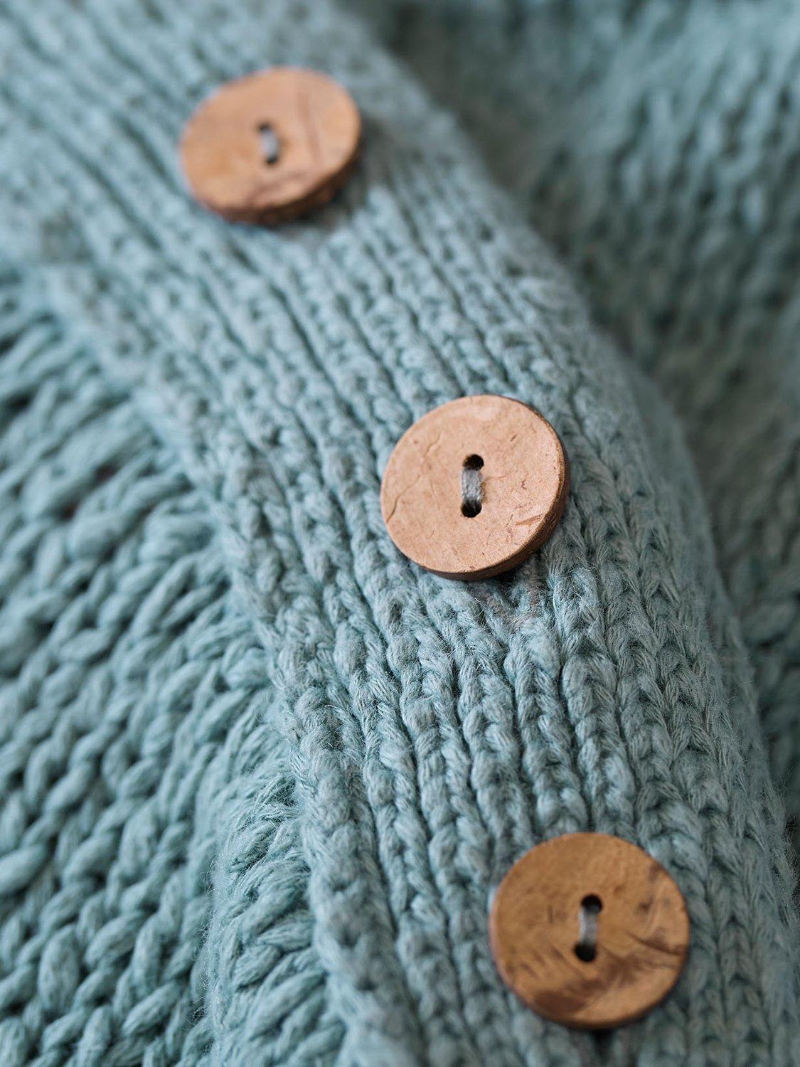 Product image 4 of 4, which shows Celtic & Co. Slub Knit Button Detail Jumper, Dark Sage, XS